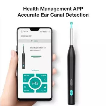 Dr.isla Smart Visual Ear Cleaner 1440P HD Мини-камера 360° Широкоугольный 6 светодиодных ламп Беспроводной отоскоп USB C Smart Ear Cleaning Kit чёрный