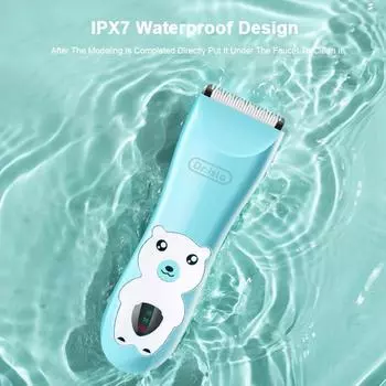 Dr.isla T188 Тихая детская машинка для стрижки волос, электрическая аккумуляторная детская машинка для стрижки волос для детей, машинка для стрижки волос с керамическим лезвием синий