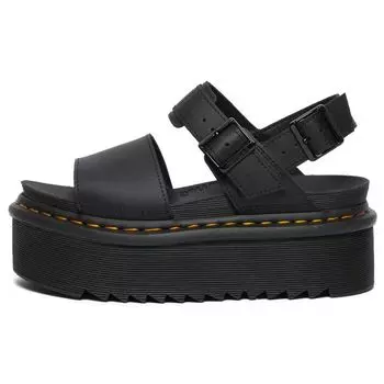 Доктор. Martens Voss Кожаные сандалии на платформе с ремешками Черные Женские кроссовки 26725001 39
