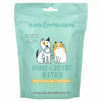 Dr. Mercola Bark & Whiskers™, поддержка костей и суставов, для собак и кошек, белый чеддер, 6,34 унции (180 г)