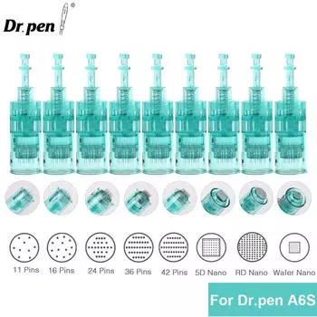 Dr.Pen A6S, комплект оригинальных игольчатых картриджей, сменные одноразовые иглы для микронидлинга, роликовый дерма, сменные иглы 10-Pack