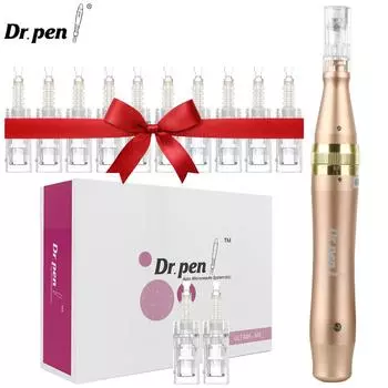 Dr.Pen M5W Перезаряжаемая ручка для микроиглы против морщин, удаление шрамов от прыщей, дерма-ролик, микроигла MTS для красоты, уход за кожей с 10 шт. картриджей с иглами M5W+10Pcs 9PIN
