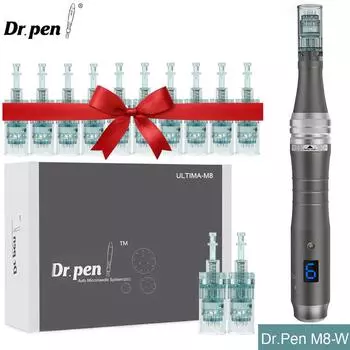 Dr.pen M8W Перезаряжаемая ручка с микроиглами для мезотерапии, набор для ухода за кожей с картриджем 12 шт., ролики для дермы MTS, профессиональное устройство для салона красоты M8W+10PCS 11PIN
