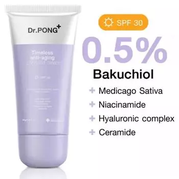 Dr.PONG+ Timeless Антивозрастной УФ-крем для рук SPF30, гиалуроновый комплекс Bakuchiol Alfafa, 50 г. х 1/3 шт. 50 g.