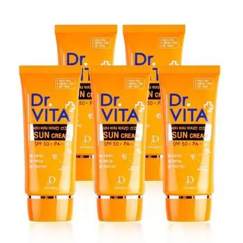 Dr. Vita Whitening Wrinkle Improvement UV Protection Triple Functional Vitamin Sun Cream (SPF50+ / PA+++), 50g, 5 pieces