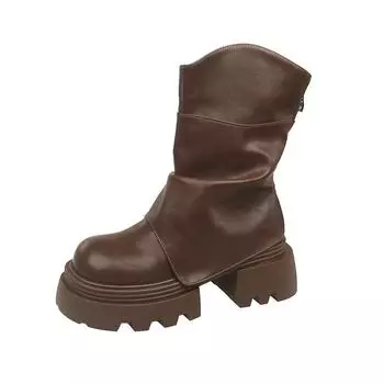 Drag cool fashion skirt boots women s short boots 2025 autumn and winter new thin Martin boots thick-soled muffin trouser boots 35