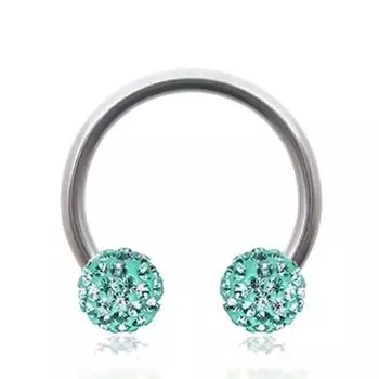 Драгоценное кольцо-подкова для пирсинга лабреты, бирюзовый синий хрустальный шар, покрытый стальной смолой, диаметр 8 мм