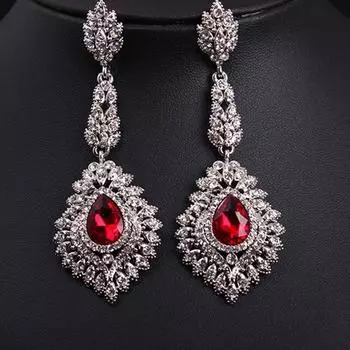 Драгоценные камни, полные бриллиантов, серьги из сплава, модные серьги, преувеличенные женские аксессуары для вечернего платья красный