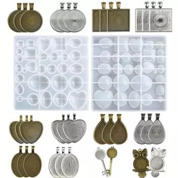 Драгоценные камни, УФ-форма для эпоксидной смолы, круглые, квадратные, в виде сердца, каплевидные овальные подвески, форма для литья из смолы, украшения, силиконовая форма