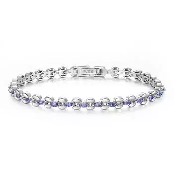 Драгоценный и элегантный браслет из натурального голубого танзанита, серебро 925 пробы, уникальный дизайн, легкие роскошные украшения для женщин и девушек 19cm синий