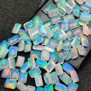 Драгоценный камень 8x6 мм, размер AAA Welo, эфиопский опал ограненной восьмиугольной формы, натуральный эфиопский опал, свободная партия драгоценных камней восьмиугольной огранки. Octagon Cut 5 Pcs 8x6 MM