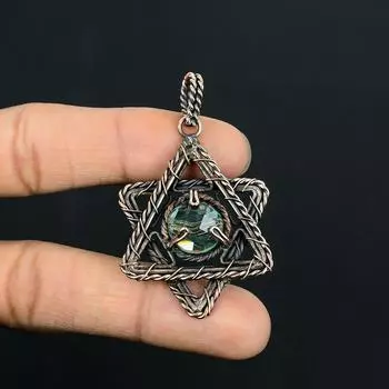 Драгоценный камень аквамарин ручной работы из чистой медной проволоки, обернутый кулоном, ювелирные изделия для женщин 3.36 Inches синий