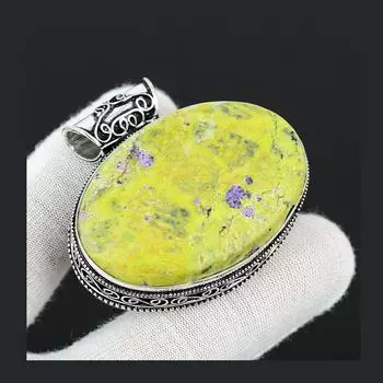 Драгоценный камень Атлантисит, подвеска из стерлингового серебра 925 пробы ручной работы, натуральный антикварный овальный кулон с драгоценным камнем, подарки ручной работы, кулон, подарки на День благодарения 2 зелёный/фиолетовый