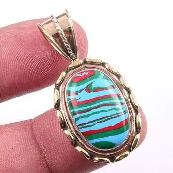 Драгоценный камень Calcica из натурального радужного камня 925 пробы, одноцветное серебро, двухцветный кулон 1,50 дюйма B5z43