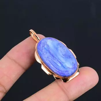 Драгоценный камень чароит, медные украшения ручной работы, удивительный кулон для любви 2.05 Inches фиолетовый