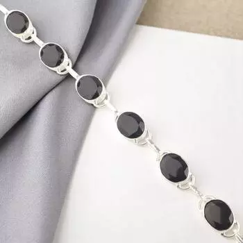 Драгоценный камень Черный Оникс 925 Стерлинговое серебро Ювелирное изделие ручной работы Браслет 8 Подарок для мамы RB-10-17