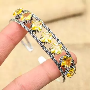 Драгоценный камень цитрин, ювелирные изделия из стерлингового серебра 925 пробы ручной работы, прекрасный регулируемый браслет, подарок для нее