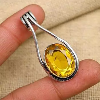 Драгоценный камень цитрин, ювелирные изделия из стерлингового серебра 925 пробы ручной работы, прекрасный кулон, подарок для нее