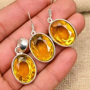 Драгоценный камень цитрин, ювелирные изделия из стерлингового серебра 925 пробы ручной работы, прекрасный кулон, подарок для нее