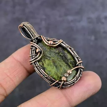 Драгоценный камень дракона Джаспер, медная проволочная подвеска 2,29 дюйма N8G07