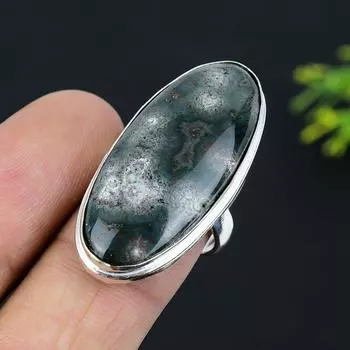 Драгоценный камень гелиотропа ручной работы из стерлингового серебра 925 пробы, кольцо, размер 8 B4K56