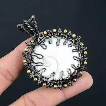 Драгоценный камень Глаз Шивы ручной работы из чистой медной проволоки, подвеска для ювелирных изделий для любви 2.76 Inches белый