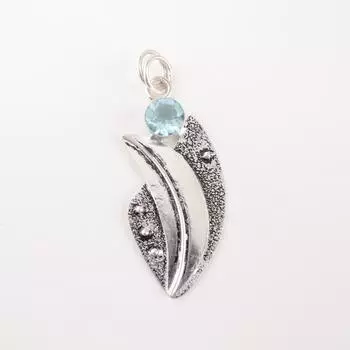 Драгоценный камень Голубой Топаз Небо 925 Стерлинговое Серебро Ювелирные Изделия Ручной Работы Женский Кулон Подарок PP-36-2
