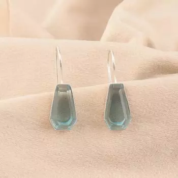 Драгоценный камень Голубой Топаз Небо 925 Стерлинговое Серебро Ювелирные Изделия Ручной Работы Серьги-Кольца 1,26 EE-138-11