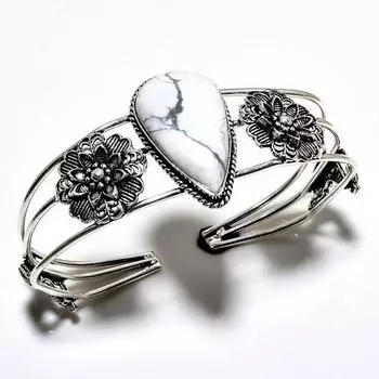 Драгоценный камень говлит яшма 925 посеребренный ювелирный браслет ручной работы-манжета