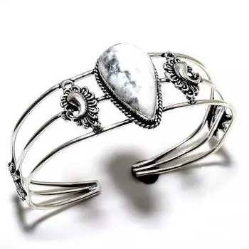 Драгоценный камень говлит яшма 925 посеребренный ювелирный браслет ручной работы-манжета