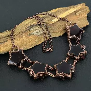 Драгоценный камень гранат, медное ожерелье ручной работы, полученное электроформованием, ювелирные изделия для нее, красивое ожерелье для женщин 18 Inches With Adjustable красный