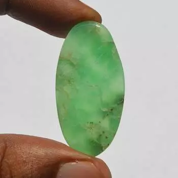 Драгоценный камень хризопраз - натуральный кабошон хризопраза, товары для рукоделия, изготовление ювелирных изделий, 24 карата, овальная форма, 37x19x4 мм 37x19x4 MM зелёный