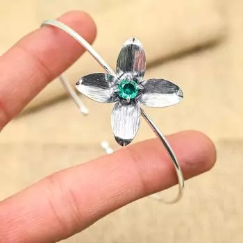 Драгоценный камень индиколит ручной работы из твердого стерлингового серебра 925 пробы, регулируемые украшения-манжеты для нее