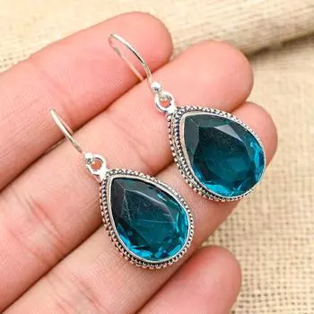 Драгоценный камень индиколит, ювелирные изделия ручной работы из стерлингового серебра 925 пробы для нее 1.60 Inches розовый