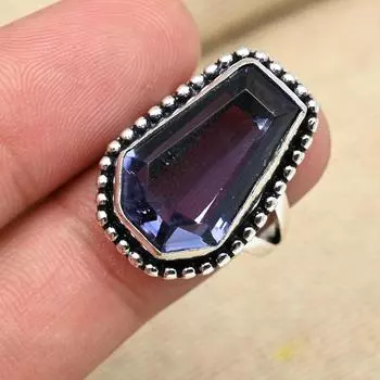 Драгоценный камень иолит, стерлинговое серебро 925 пробы, дизайнерское кольцо ручной работы, обручальное кольцо, подарок для нее 4 фиолетовый