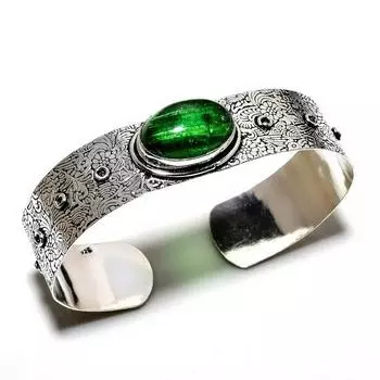 Драгоценный камень из дихроичного стекла 925 посеребренный браслет-манжета ручной работы для ювелирных изделий