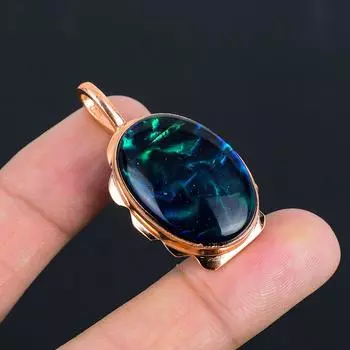 Драгоценный камень из дихроичного стекла, медные украшения ручной работы, замечательный кулон для нее 1.81 Inches синий