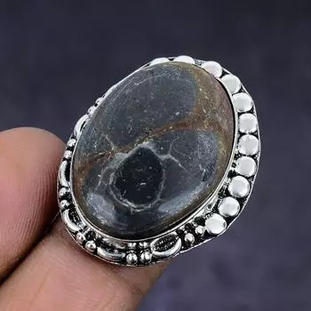 Драгоценный камень из ископаемого камня с трещиной в грязи, 925 пробы, подарочное ювелирное кольцо, размер 6,5 M4w71