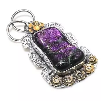 Драгоценный камень из натурального дихроичного стекла, стерлинговое серебро 925 пробы, двухцветный кулон размером 2,01 дюйма k5u22