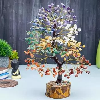 Драгоценный камень из семи чакр, Древо жизни, Кристальное дерево для позитивной энергии, Дерево из 7 чакр, Образец декоративного дерева по фен-шуй, 25,4-30,48 см, 200 бусин