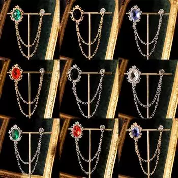 Драгоценный камень кисточка ретро барокко цепочка брошь мужественность личность универсальный костюм аксессуары платье значок