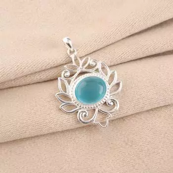 Драгоценный камень «Кошачий глаз» синего цвета, ювелирные изделия из стерлингового серебра 925 пробы, ручная работа, кулон овальной формы CP-1-45