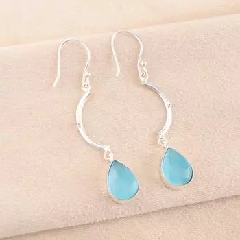 Драгоценный камень «Кошачий глаз» синего цвета, ювелирные изделия из серебра 925 пробы, ручной работы, стильные серьги 2,60 EE-43-44