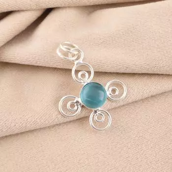 Драгоценный камень «Кошачий глаз» синего цвета, ювелирные изделия из стерлингового серебра 925 пробы ручной работы для повседневной носки, подвеска PP-41-47