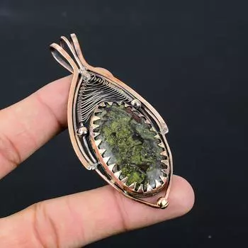 Драгоценный камень «Кровь дракона» из чистой медной проволоки, обернутый подвеской ручной работы, ювелирные изделия 3.27 зелёный