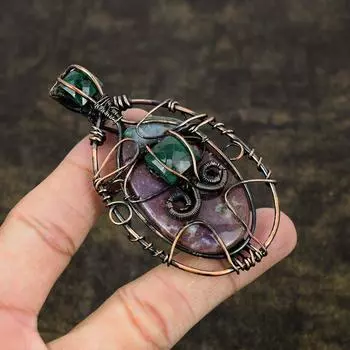 Драгоценный камень «Кровь дракона», медная проволока ручной работы, подарочная ювелирная подвеска 3,31 дюйма, y6p14