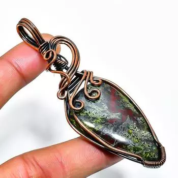 Драгоценный камень «Кровь дракона», ручная работа, подвеска из медной проволоки, 3,23 дюйма 3.23 розовый