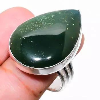 Драгоценный камень кровавик 925 пробы стерлингового серебра ювелирное кольцо размер 8 f2i11 8 зелёный