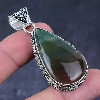 Драгоценный камень-кровавый камень, ручная работа, подарочное ювелирное украшение из стерлингового серебра 925 пробы, кулон 2,25 дюйма Q1g19