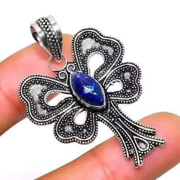 Драгоценный камень лазурит 925, посеребренная подвеска ручной работы 1,70 дюйма 1.70 синий